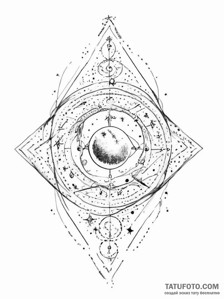 Tattoo sketch cosmic representation - эскиз тату (№1756911691_0, 03.09.2025 15:01) — Tatufoto.com