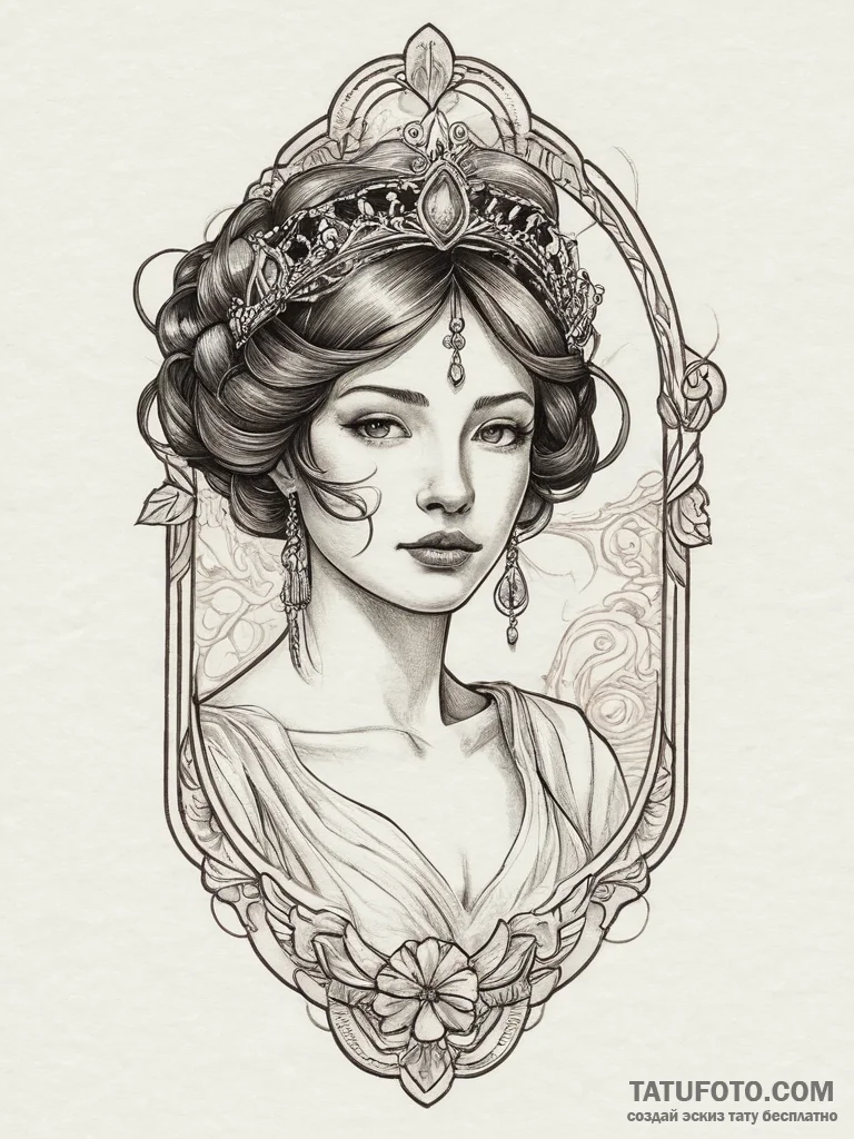Tattoo sketch queen tattoo, artistic tattoo s... - эскиз тату (№1756911889_0, 03.09.2025 15:04) — Tatufoto.com