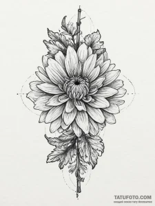 Tattoo sketch chrysanthemum, tattoo sketch de... - эскиз тату (№1756913294_0, 03.09.2025 15:28) — Tatufoto.com