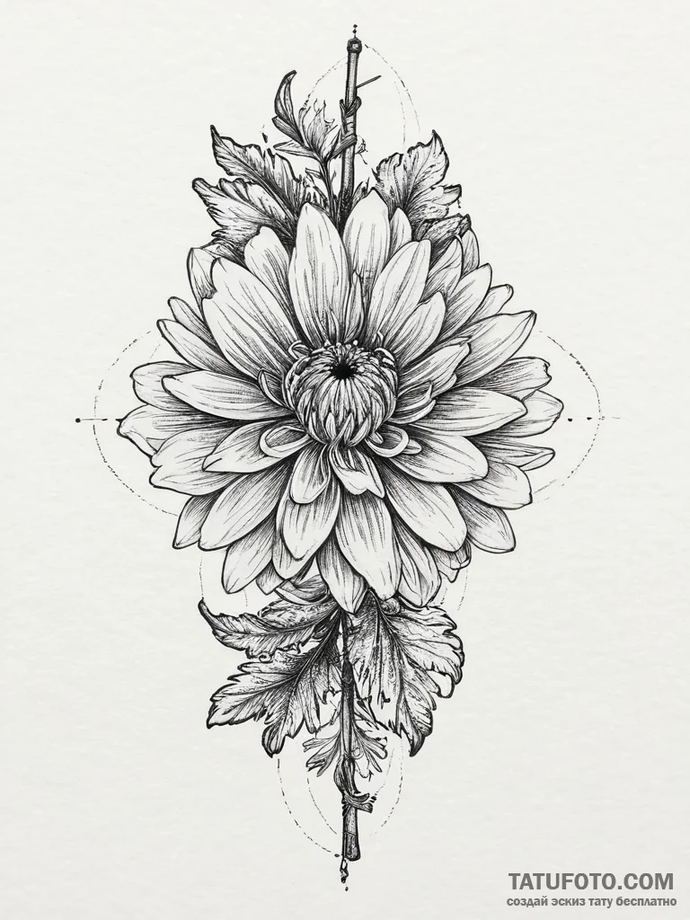 Tattoo sketch chrysanthemum, tattoo sketch de... - эскиз тату (№1756913294_0, 03.09.2025 15:28) — Tatufoto.com