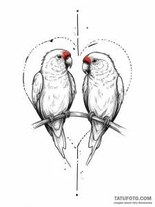 Tattoo sketch lovebird, ink illustration for... - эскиз тату (№1756914078_0, 03.09.2025 15:41) — Tatufoto.com