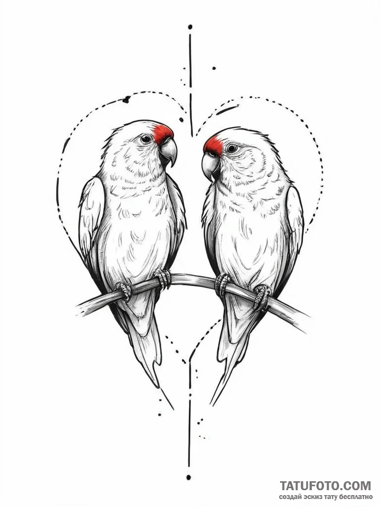 Tattoo sketch lovebird, ink illustration for... - эскиз тату (№1756914078_0, 03.09.2025 15:41) — Tatufoto.com