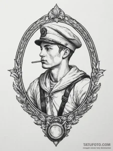 Tattoo sketch soldier with a mirror, artistic... - эскиз тату (№1756915143_0, 03.09.2025 15:59) — Tatufoto.com