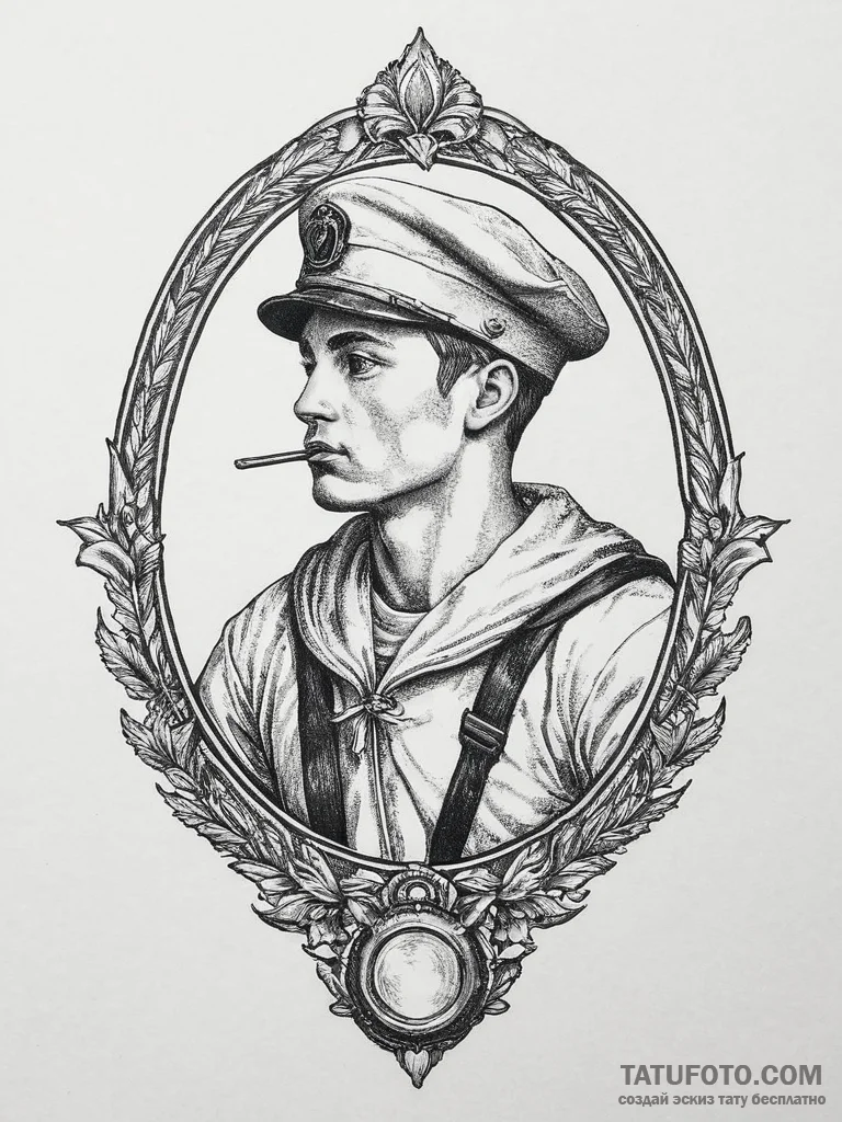 Tattoo sketch soldier with a mirror, artistic... - эскиз тату (№1756915143_0, 03.09.2025 15:59) — Tatufoto.com