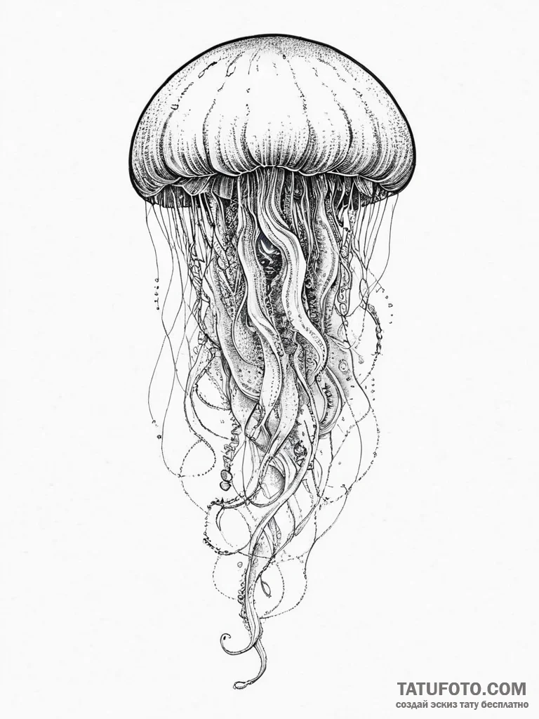Tattoo sketch jellyfish tattoo, tattoo flash... - эскиз тату (№1757003050_0, 04.09.2025 16:24) — Tatufoto.com
