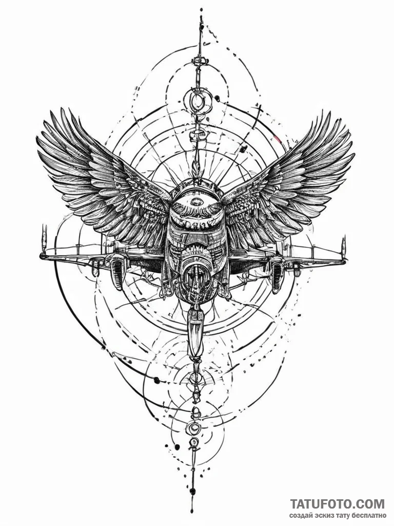 Tattoo sketch pilot flight controls, concept... - эскиз тату (№1757004411_0, 04.09.2025 16:46) — Tatufoto.com