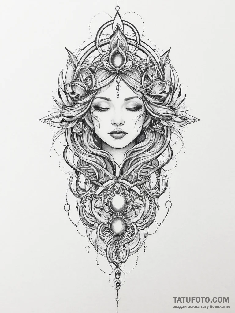 Tattoo sketch cosmic soul, tattoo line art, n... - эскиз тату (№1757006192_0, 04.09.2025 17:16) — Tatufoto.com