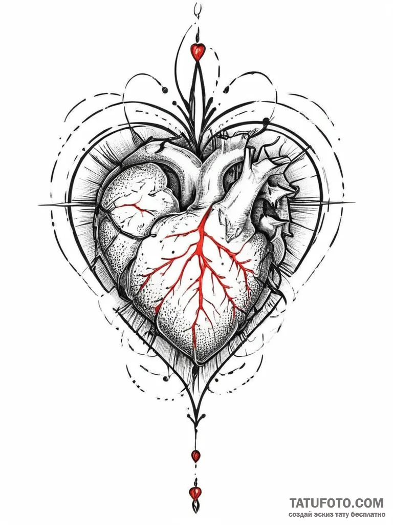 Tattoo sketch heart tattoo, concept art for t... - эскиз тату (№1757006784_0, 04.09.2025 17:26) — Tatufoto.com