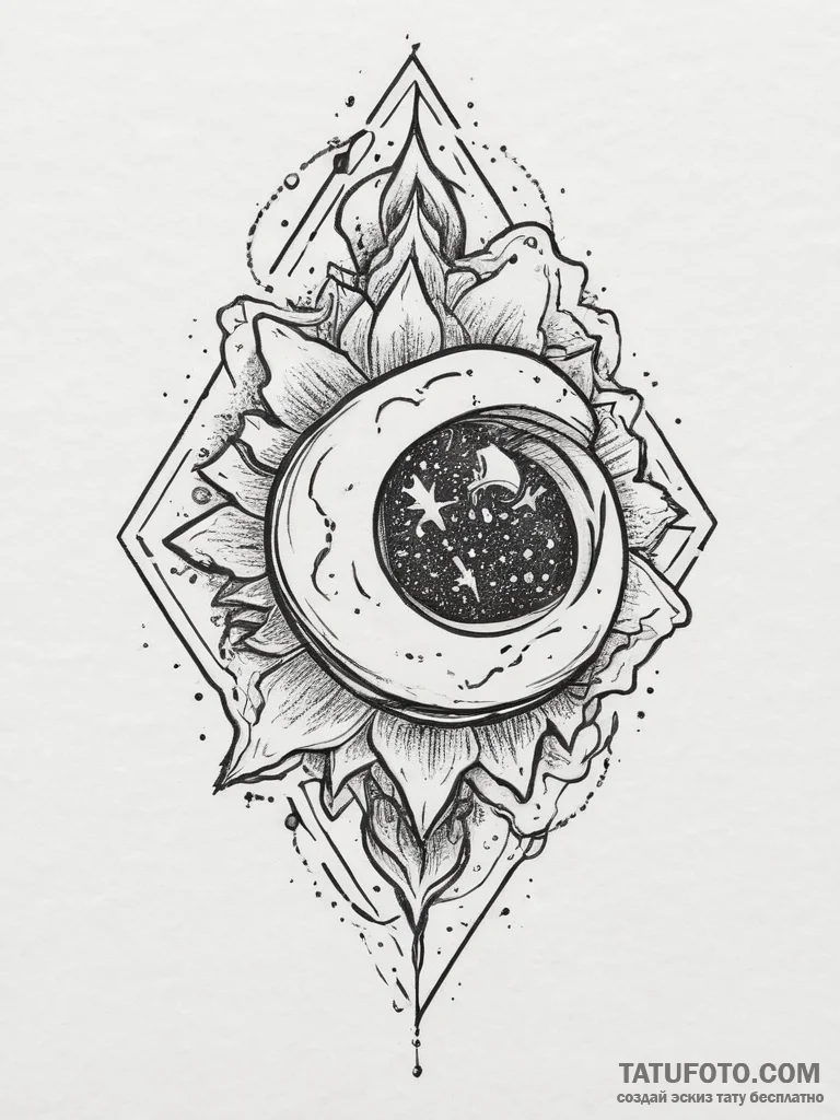 Tattoo sketch cosmic narrative, tattoo drawin... - эскиз тату (№1757006980_0, 04.09.2025 17:29) — Tatufoto.com