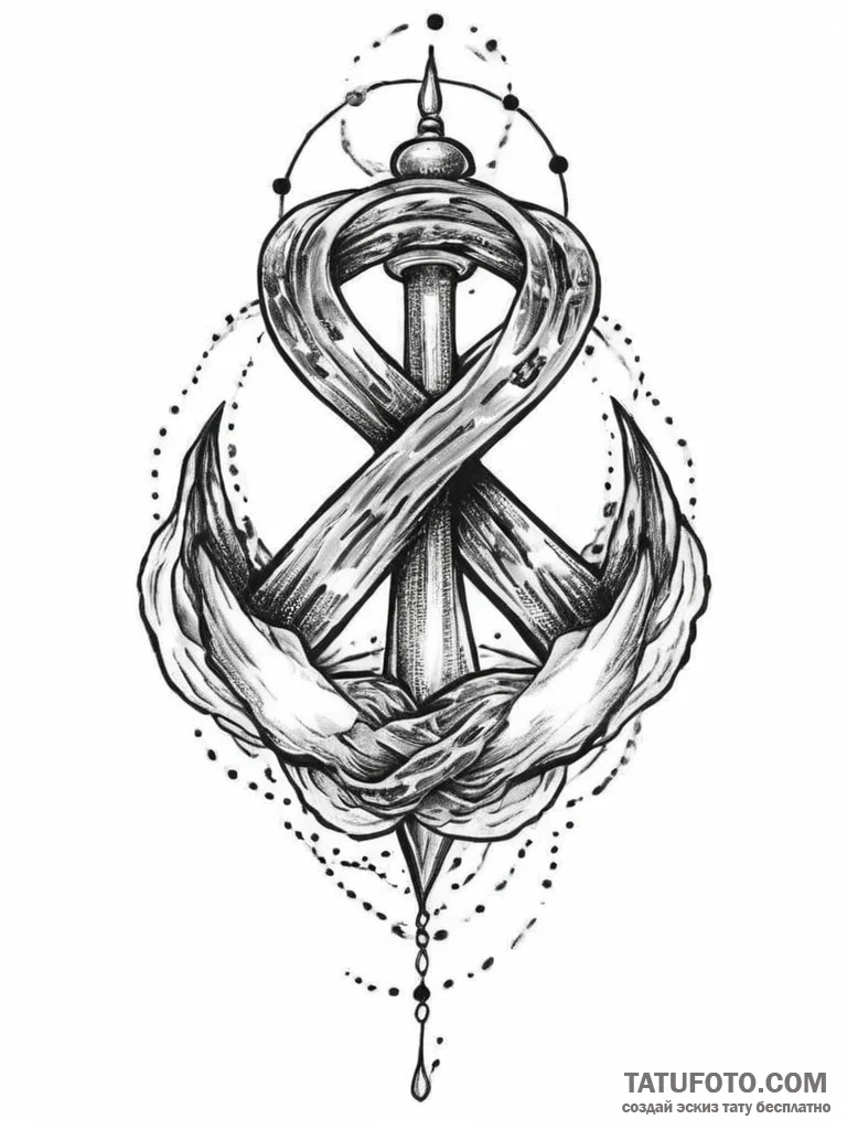 Tattoo sketch hands with a knot, ink illustra... - эскиз тату (№1757009590_0, 04.09.2025 18:13) — Tatufoto.com