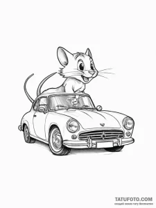 Tattoo sketch tom and jerry with a car, ink i... - эскиз тату (№1757012468_0, 04.09.2025 19:01) — Tatufoto.com