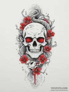 Tattoo sketch skull with bones, artistic tatt... - эскиз тату (№1757013264_0, 04.09.2025 19:14) — Tatufoto.com