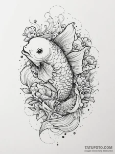 Tattoo sketch puns a goldfish that says "i'm... - эскиз тату (№1757013460_0, 04.09.2025 19:17) — Tatufoto.com