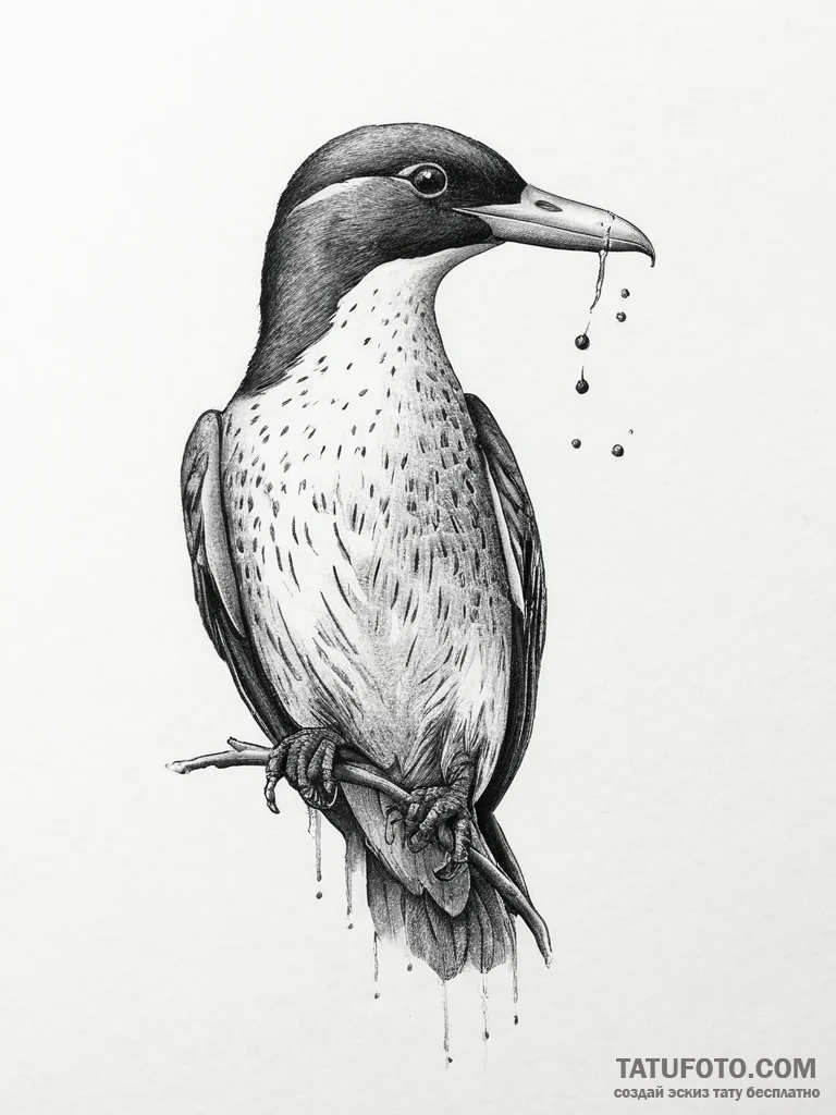 Tattoo sketch murre, concept art for tattoo,... - эскиз тату (№1757013657_0, 04.09.2025 19:20) — Tatufoto.com