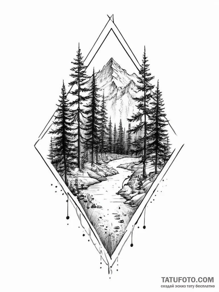 Tattoo sketch forest, ink illustration for ta... - эскиз тату (№1757014051_0, 04.09.2025 19:27) — Tatufoto.com