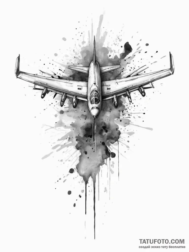 Tattoo sketch bomber plane wings, ink illustr... - эскиз тату (№1757014645_0, 04.09.2025 19:37) — Tatufoto.com