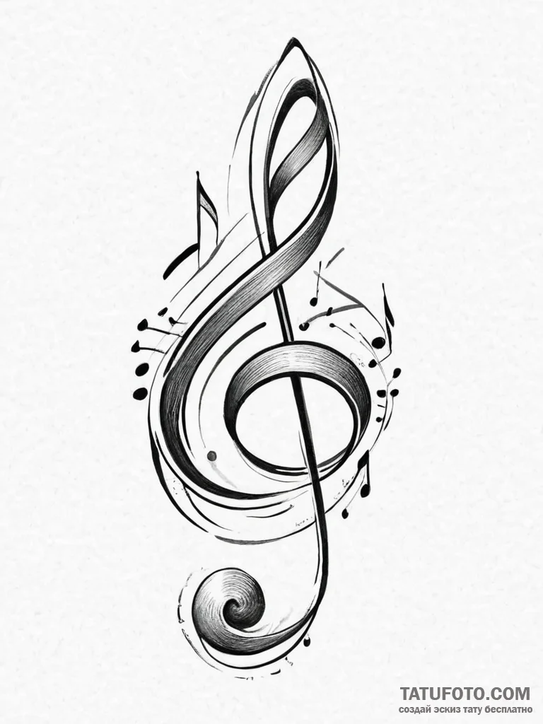 Tattoo sketch musician musical notes - эскиз тату (№1757014842_0, 04.09.2025 19:40) — Tatufoto.com