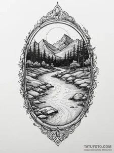 Tattoo sketch spiritual river, concept art fo... - эскиз тату (№1757015041_0, 04.09.2025 19:44) — Tatufoto.com