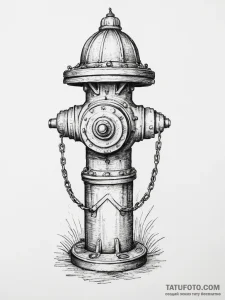 Tattoo sketch fire hydrant with a dog - эскиз тату (№1757015239_0, 04.09.2025 19:47) — Tatufoto.com