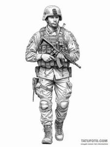 Tattoo sketch soldier with a key - эскиз тату (№1757016055_0, 04.09.2025 20:00) — Tatufoto.com
