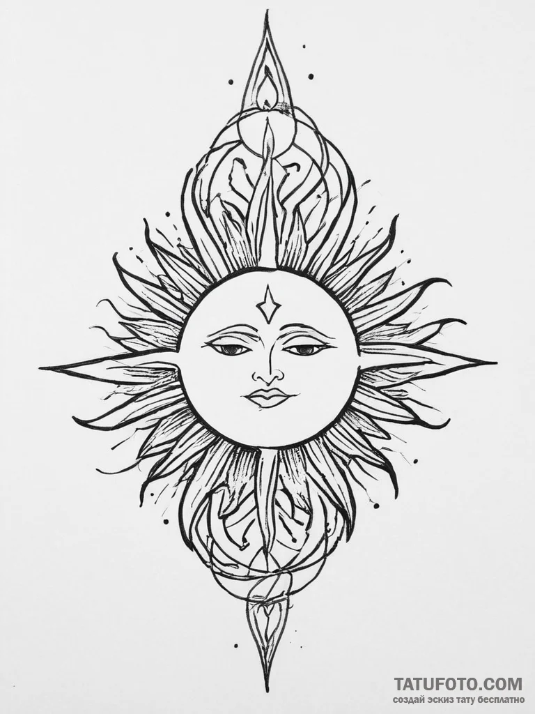 Tattoo sketch slavic sun symbol with a tree,... - эскиз тату (№1757016260_0, 04.09.2025 20:04) — Tatufoto.com