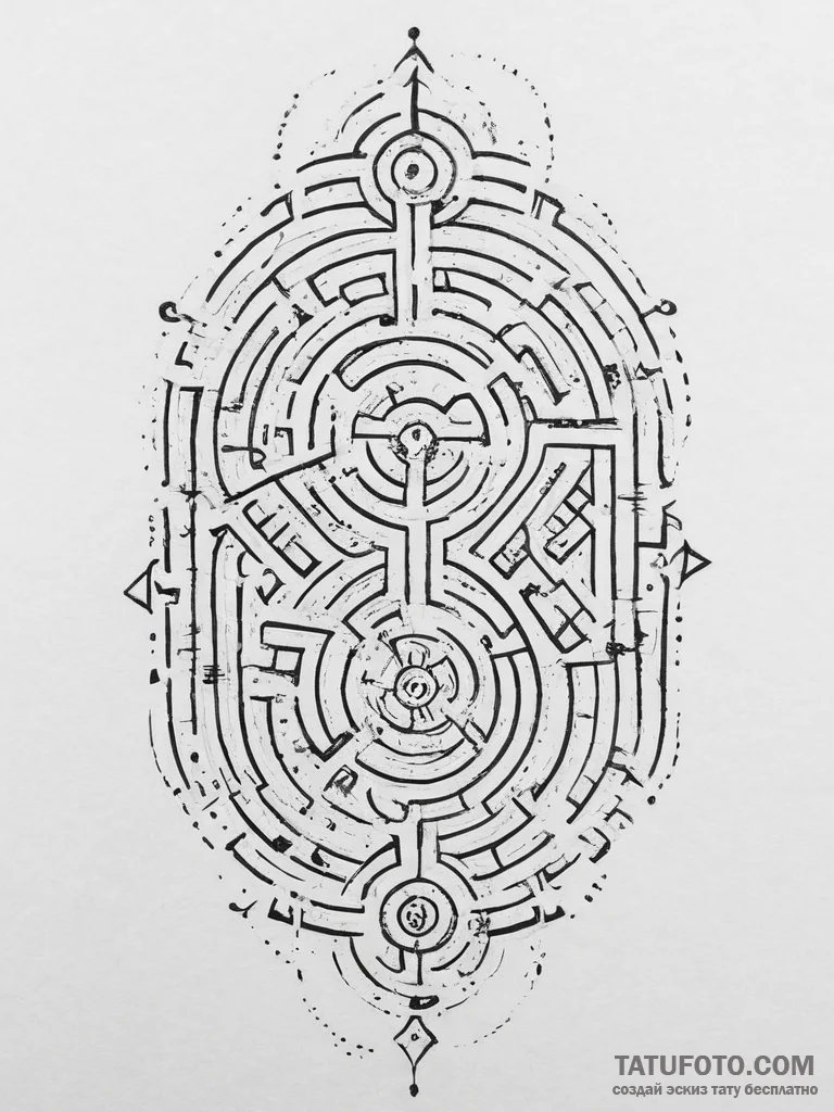 Tattoo sketch labyrinth, tattoo line art, bol... - эскиз тату (№1757017045_0, 04.09.2025 20:17) — Tatufoto.com