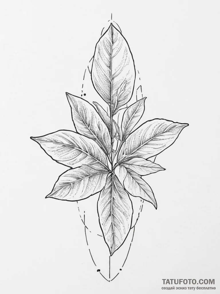 Tattoo sketch bay leaf - эскиз тату (№1757017464_0, 04.09.2025 20:24) — Tatufoto.com