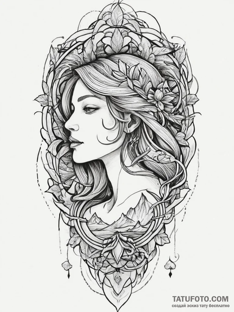 Tattoo sketch nature, artistic tattoo sketch,... - эскиз тату (№1757017658_0, 04.09.2025 20:27) — Tatufoto.com
