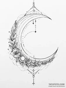 Tattoo sketch crescent moon, artistic tattoo... - эскиз тату (№1757017852_0, 04.09.2025 20:30) — Tatufoto.com