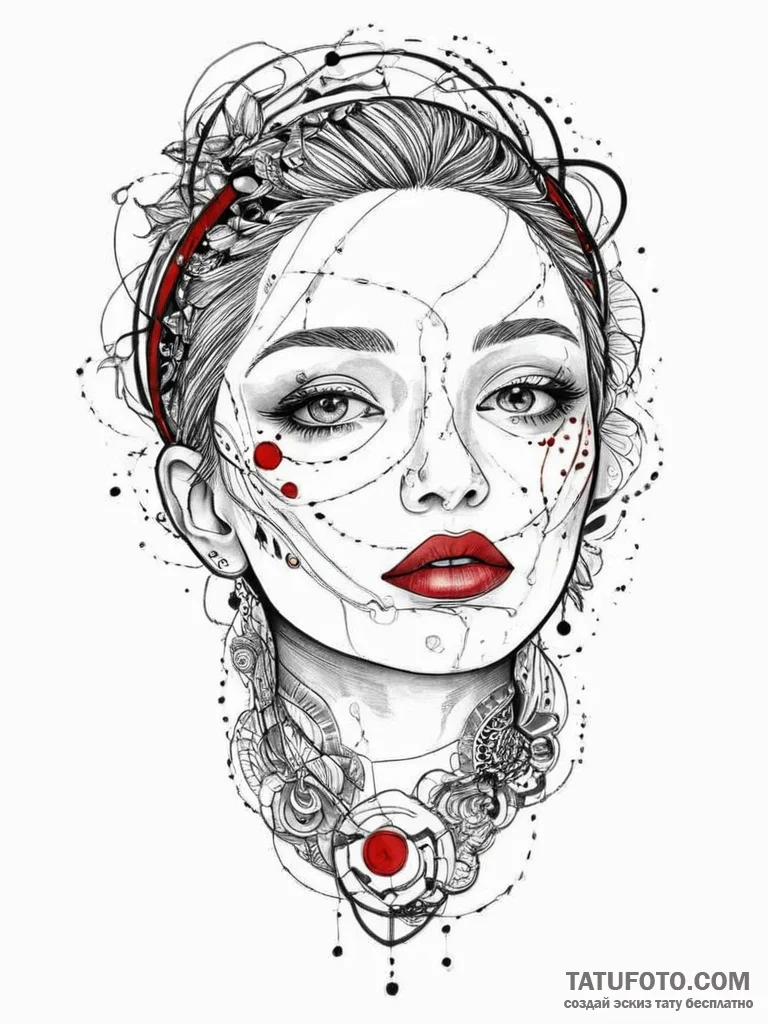 Tattoo sketch face, tattoo line art, trash po... - эскиз тату (№1757018046_0, 04.09.2025 20:34) — Tatufoto.com