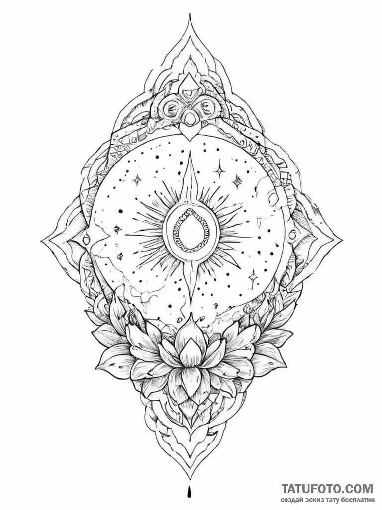 Tattoo sketch cosmic fount - эскиз тату (№1757019829_0, 04.09.2025 21:03) — Tatufoto.com