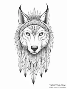 Tattoo sketch native american spirit animal - эскиз тату (№1757021858_0, 04.09.2025 21:37) — Tatufoto.com