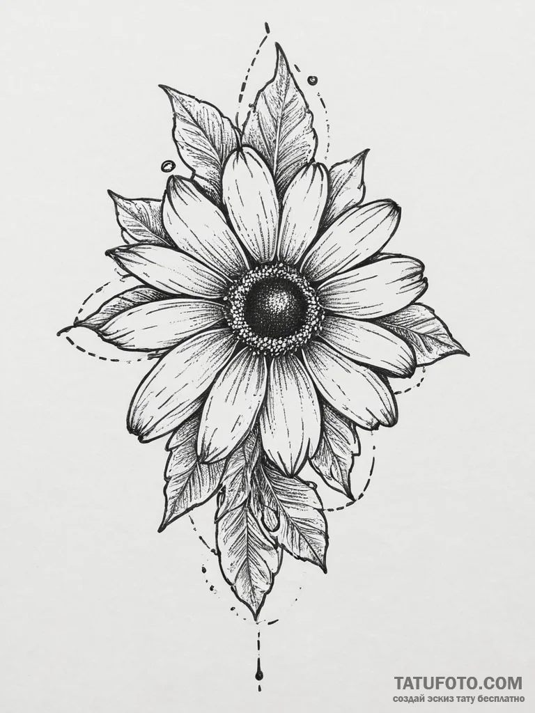 Tattoo sketch black-eyed susan, tattoo flash... - эскиз тату (№1757022249_0, 04.09.2025 21:44) — Tatufoto.com