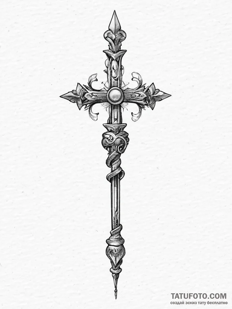 Tattoo sketch scepter, ink illustration for t... - эскиз тату (№1757023467_0, 04.09.2025 22:04) — Tatufoto.com