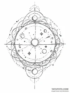 Tattoo sketch cosmic sphere - эскиз тату (№1757023864_0, 04.09.2025 22:11) — Tatufoto.com