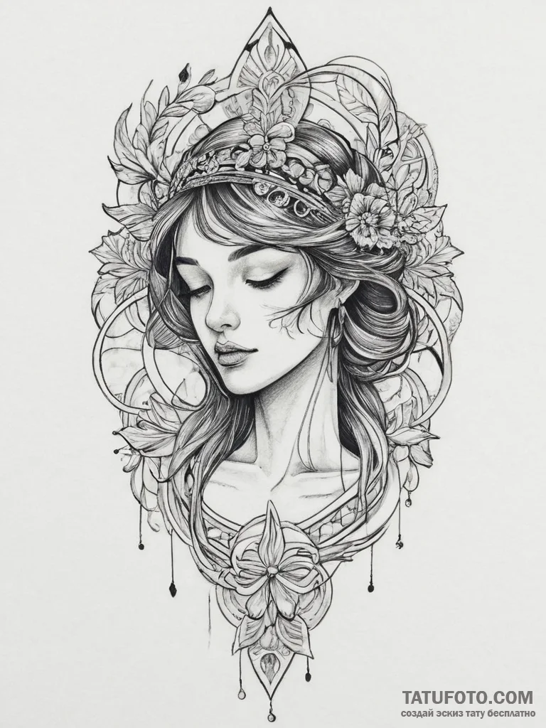 Tattoo sketch holy self, concept art for tatt... - эскиз тату (№1757025489_0, 04.09.2025 22:38) — Tatufoto.com