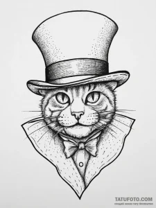 Tattoo sketch the cat in the hat hat, tattoo... - эскиз тату (№1757027087_0, 04.09.2025 23:04) — Tatufoto.com