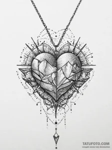 Tattoo sketch necklace with a heart, artistic... - эскиз тату (№1757027485_0, 04.09.2025 23:11) — Tatufoto.com
