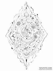 Tattoo sketch cosmic narrative - эскиз тату (№1757028081_0, 04.09.2025 23:21) — Tatufoto.com