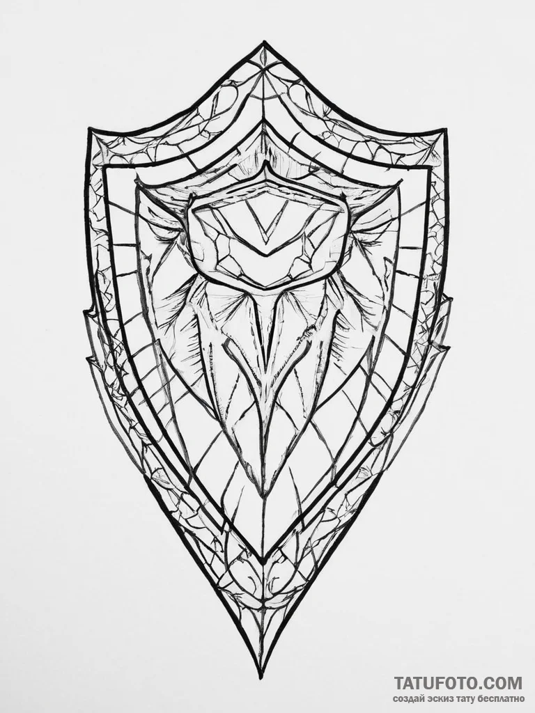 Tattoo sketch shield, ink illustration for ta... - эскиз тату (№1757028288_0, 04.09.2025 23:24) — Tatufoto.com