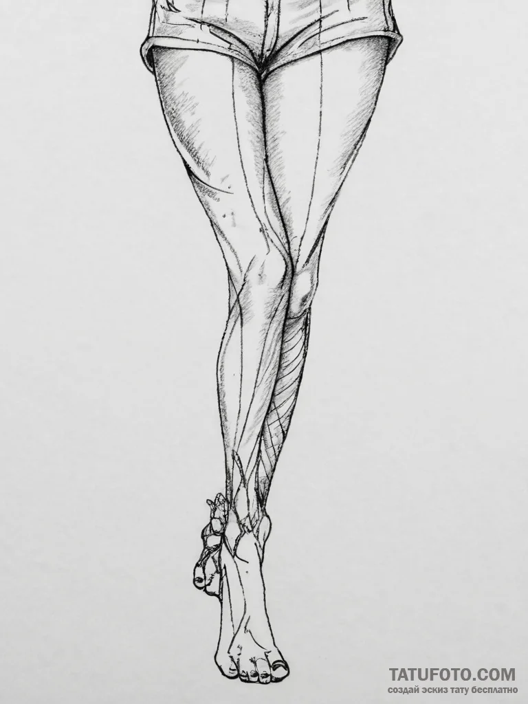 Tattoo sketch leg, ink illustration for tatto... - эскиз тату (№1757030706_0, 05.09.2025 00:05) — Tatufoto.com