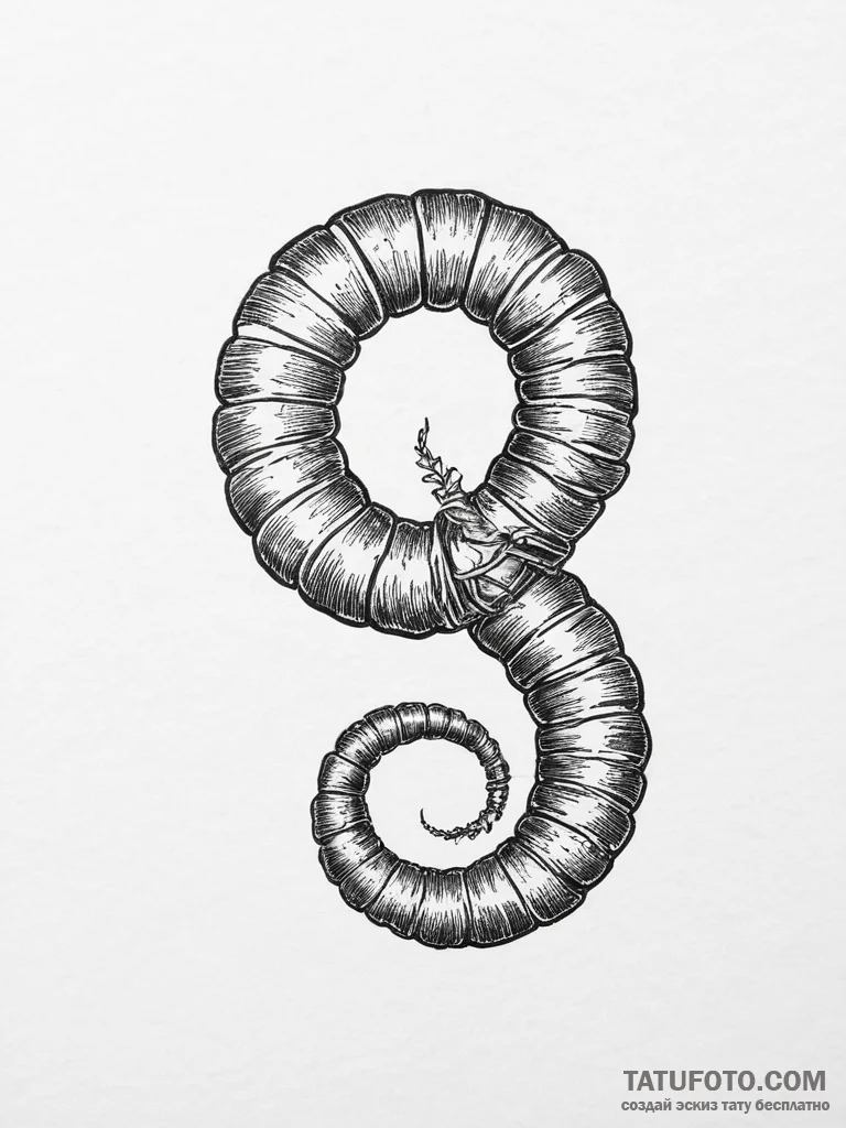 Tattoo sketch millipede, concept art for tatt... - эскиз тату (№1757033323_0, 05.09.2025 00:48) — Tatufoto.com
