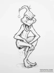 Tattoo sketch the grinch with a foot - эскиз тату (№1757033723_0, 05.09.2025 00:55) — Tatufoto.com