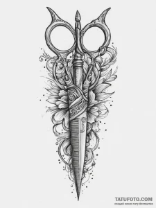 Tattoo sketch barber scissors and comb, tatto... - эскиз тату (№1757033928_0, 05.09.2025 00:58) — Tatufoto.com