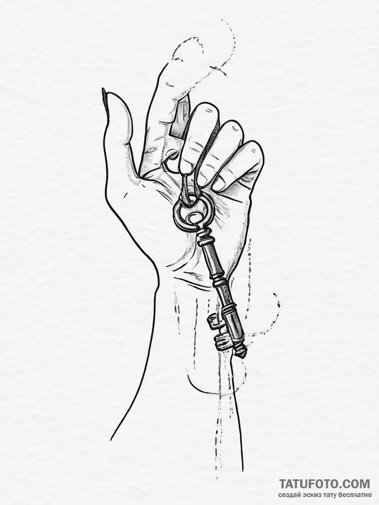 Tattoo sketch hands with a key, tattoo drawin... - эскиз тату (№1757034731_0, 05.09.2025 01:12) — Tatufoto.com