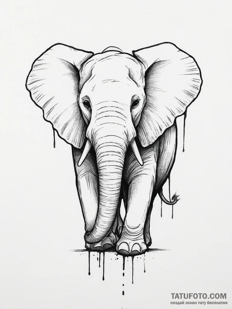 Tattoo sketch loxodon trunk, artistic tattoo... - эскиз тату (№1757035529_0, 05.09.2025 01:25) — Tatufoto.com