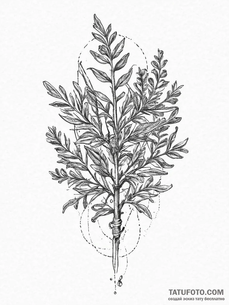 Tattoo sketch thyme, concept art for tattoo,... - эскиз тату (№1757039776_0, 05.09.2025 02:36) — Tatufoto.com