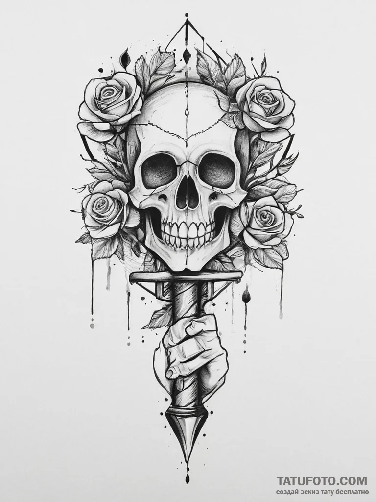 Tattoo sketch hands with a hammer, concept ar... - эскиз тату (№1757040187_0, 05.09.2025 02:43) — Tatufoto.com