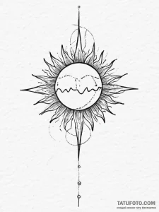 Tattoo sketch heartbeat with a sun - эскиз тату (№1757062636_0, 05.09.2025 08:57) — Tatufoto.com