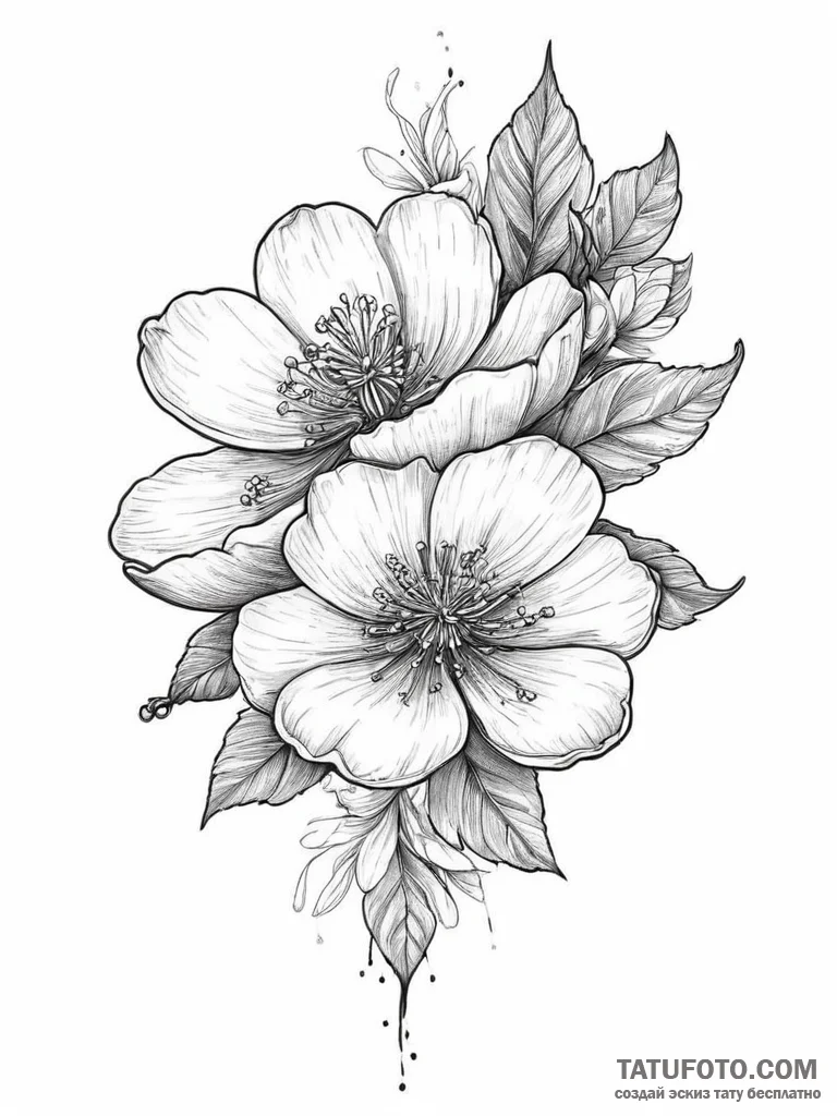Tattoo sketch fig blossom - эскиз тату (№1757062832_0, 05.09.2025 09:00) — Tatufoto.com
